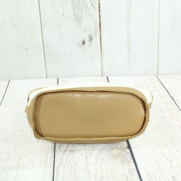 Fossil White Basket Weave Wood Round Handle Leather Trim Satchel Tote Bag Purse - Picture 7 of 10